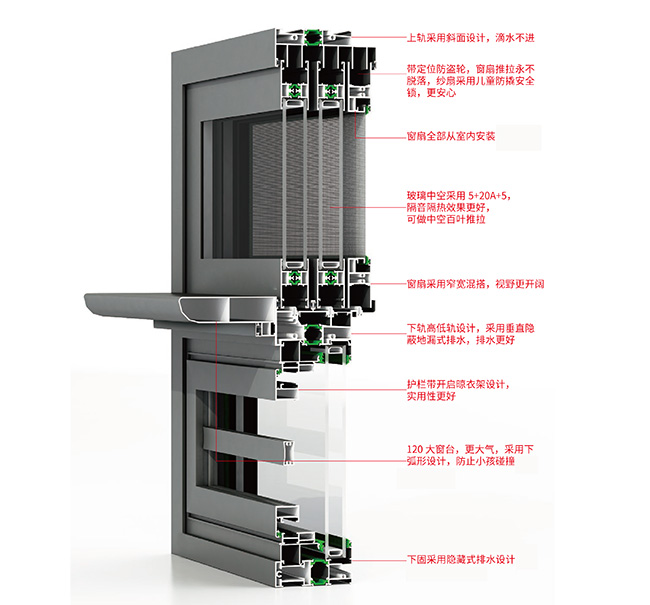 130三轨景观断桥推拉窗
